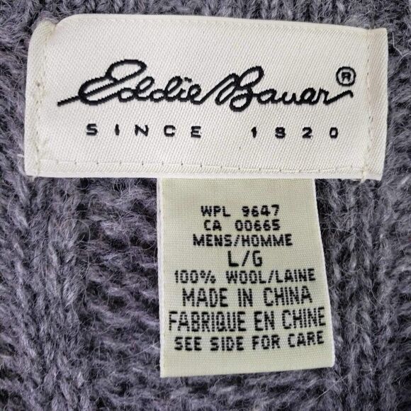 Eddie Bauer Sweater Wool Knit Crewneck Light Gray Men’s Size Large L - Picture 6 of 7